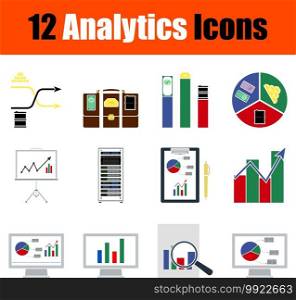 Analytics Icon Set. Flat Design. Fully editable vector illustration. Text expanded.
