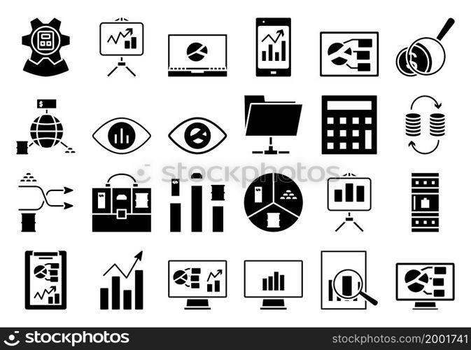 Analytics Icon Set. Fully editable vector illustration. Text expanded.