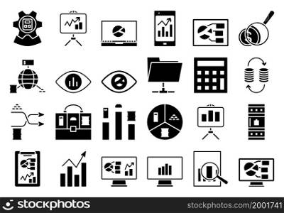 Analytics Icon Set. Fully editable vector illustration. Text expanded.
