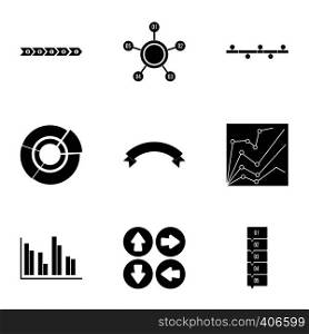 Analytics icons set. Simple illustration of 9 analytics vector icons for web. Analytics icons set, simple style