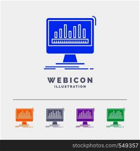 analytics, processing, dashboard, data, stats 5 Color Glyph Web Icon Template isolated on white. Vector illustration. Vector EPS10 Abstract Template background