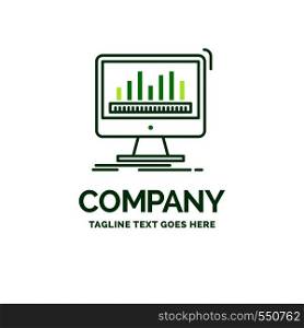 analytics, processing, dashboard, data, stats Flat Business Logo template. Creative Green Brand Name Design.