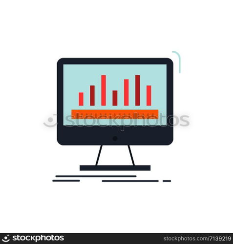 analytics, processing, dashboard, data, stats Flat Color Icon Vector