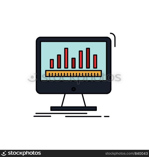 analytics, processing, dashboard, data, stats Flat Color Icon Vector