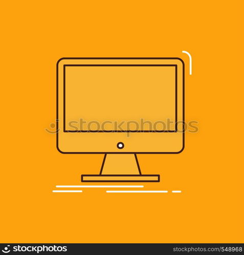 analytics, processing, dashboard, data, stats Flat Line Filled Icon. Beautiful Logo button over yellow background for UI and UX, website or mobile application. Vector EPS10 Abstract Template background