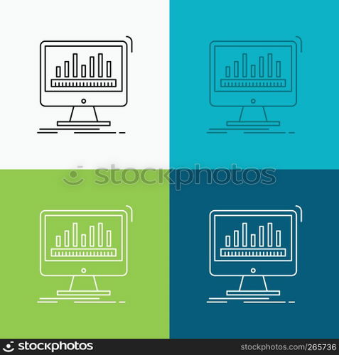 analytics, processing, dashboard, data, stats Icon Over Various Background. Line style design, designed for web and app. Eps 10 vector illustration