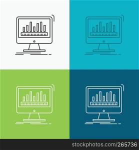analytics, processing, dashboard, data, stats Icon Over Various Background. Line style design, designed for web and app. Eps 10 vector illustration