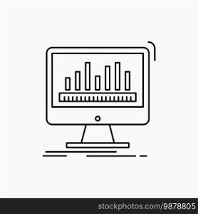 analytics, processing, dashboard, data, stats Line Icon. Vector isolated illustration. Vector EPS10 Abstract Template background
