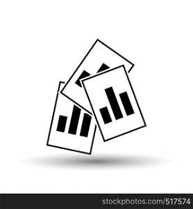 Analytics Sheets Icon. Black on White Background With Shadow. Vector Illustration.