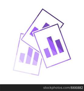 Analytics Sheets Icon. Flat Color Ladder Design. Vector Illustration.