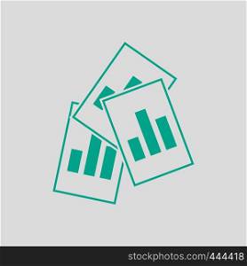 Analytics Sheets Icon. Green on Gray Background. Vector Illustration.