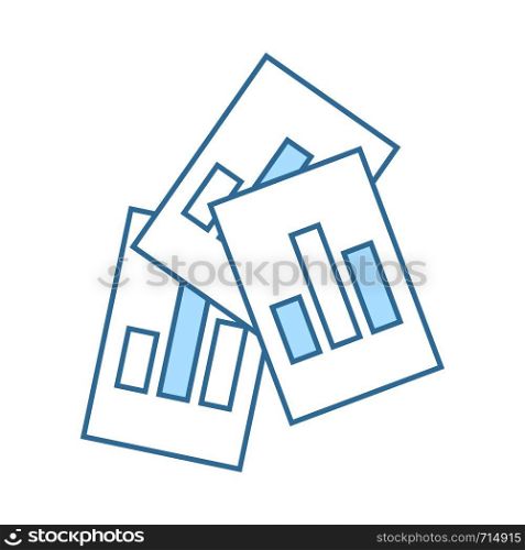 Analytics Sheets Icon. Thin Line With Blue Fill Design. Vector Illustration.