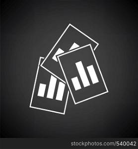 Analytics Sheets Icon. White on Black Background. Vector Illustration.