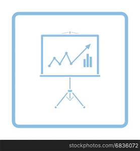 Analytics stand icon. Blue frame design. Vector illustration.