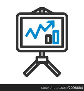 Analytics Stand Icon. Editable Bold Outline With Color Fill Design. Vector Illustration.