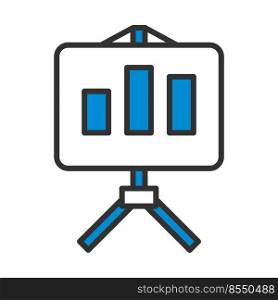 Analytics Stand Icon. Editable Bold Outline With Color Fill Design. Vector Illustration.