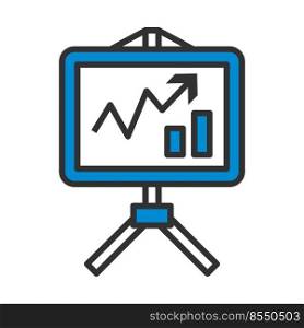 Analytics Stand Icon. Editable Bold Outline With Color Fill Design. Vector Illustration.