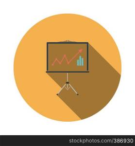 Analytics stand icon. Flat color design. Vector illustration.