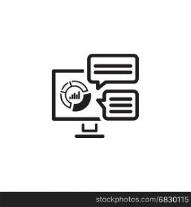 Analytics System Icon. Flat Design.. Store Analytics Icon. Business and Finance. Isolated Illustration. Laptop with analytical charts and comments.