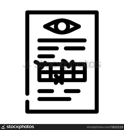anamnesis ophthalmology line icon vector. anamnesis ophthalmology sign. isolated contour symbol black illustration. anamnesis ophthalmology line icon vector illustration