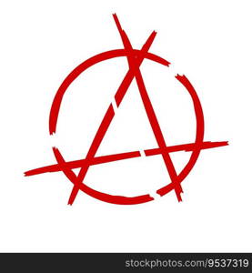 Anarchy. Letter A in the circle. Symbol of chaos and rebellion. Red brush icon.. Anarchy. Letter A in the circle.