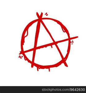 Anarchy. Letter A in the circle. Symbol of chaos and rebellion. Red brush icon.. Anarchy. Letter A in the circle.