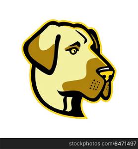 Anatolian Shepherd Dog Mascot. Mascot icon illustration of head of a Anatolian Shepherd dog, Anatolian Blackhead or Kangal, a livestock guardian dog viewed from side on isolated background in retro style.. Anatolian Shepherd Dog Mascot