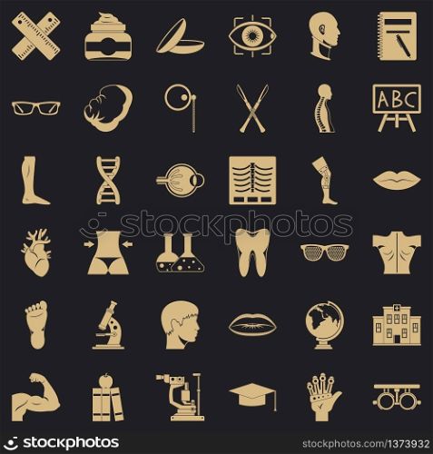 Anatomy in medicine icons set. Simple style of 36 anatomy in medicine vector icons for web for any design. Anatomy in medicine icons set, simple style