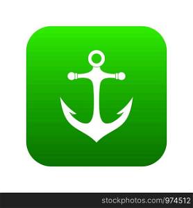 Anchor icon digital green for any design isolated on white vector illustration. Anchor icon digital green