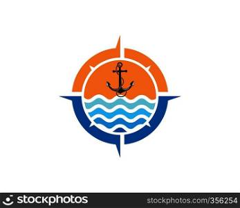 Anchor icon Logo compass design Template vector illustration