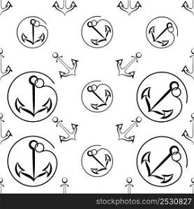 Anchor Icon Seamless Pattern, Flat Vector Art Illustration