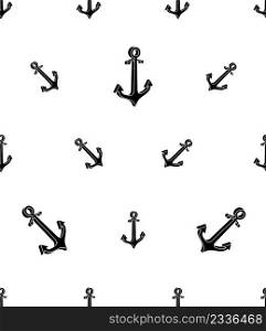Anchor Icon Seamless Pattern,  Water Vessel Anchor Vector Art Illustration