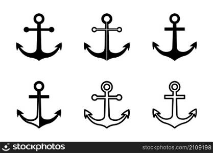 anchor icon set vector design template in white background