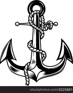 Anchor illustration isolated on white background. Design element for logo, label, emblem, sign. Vector illustration