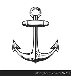 anchor isolated on white background. Design element for emblem, label, sing, brand mark, poster, t-shirt. Vector illustration.