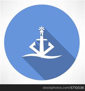 anchor lighthouse icon. Flat modern style vector illustration