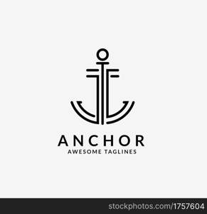 Anchor line icon concept, navigation and nautical symbol sign on white background