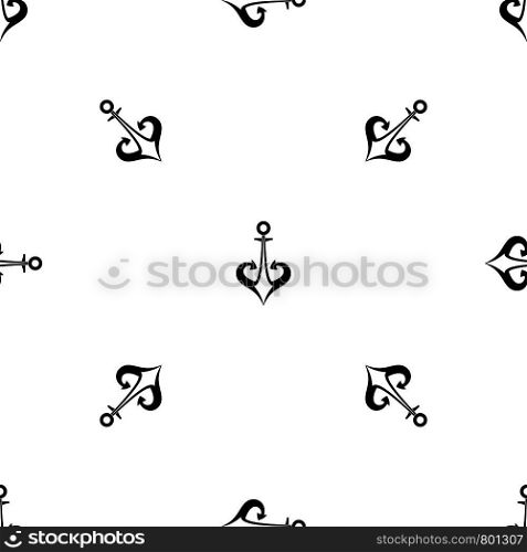 Anchor pattern repeat seamless in black color for any design. Vector geometric illustration. Anchor pattern seamless black