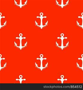 Anchor pattern repeat seamless in orange color for any design. Vector geometric illustration. Anchor pattern seamless