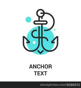 anchor text icon. Modern flat line vector illustration icon design concept. Icon for mobile and web graphics. Flat line symbol, logo creative concept. Simple and clean flat line pictogram