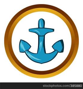 Anchor vector icon in golden circle, cartoon style isolated on white background. Anchor vector icon, cartoon style