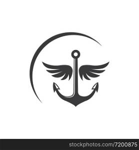 Anchor with wings icon Logo vector illustration design