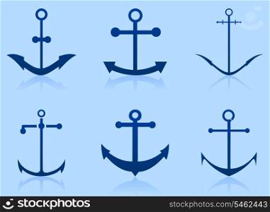 Anchor2. Set of anchors in the form of icons. A vector illustration