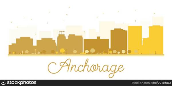 Anchorage City skyline golden silhouette. Vector illustration. Simple flat concept for tourism presentation, banner, placard or web site. Business travel concept. Cityscape with landmarks