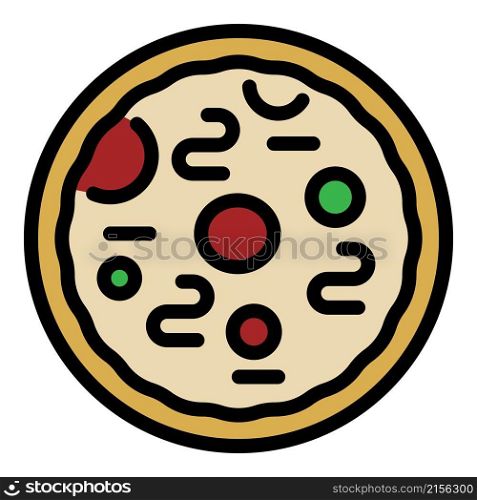 Anchovy pizza icon. Outline anchovy pizza vector icon color flat isolated. Anchovy pizza icon color outline vector