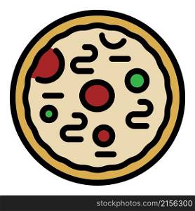 Anchovy pizza icon. Outline anchovy pizza vector icon color flat isolated. Anchovy pizza icon color outline vector