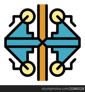 Ancient alchemy icon. Outline ancient alchemy vector icon color flat isolated. Ancient alchemy icon color outline vector