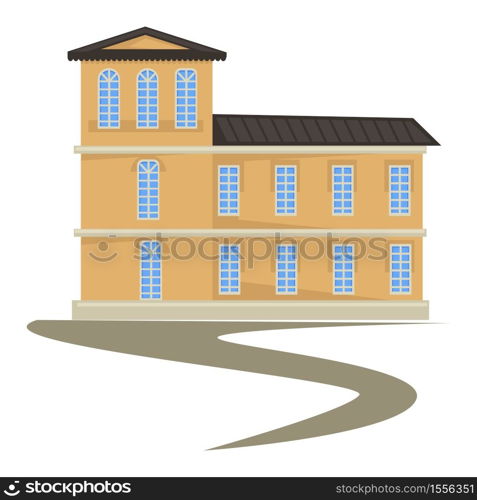 Ancient architecture tradition Biedermeier style building isolated construction vector isolated object house with french windows and attic classic plain design historical heritage and landmark. Biedermeier style building isolated construction ancient architecture tradition