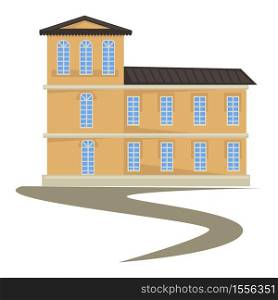 Ancient architecture tradition Biedermeier style building isolated construction vector isolated object house with french windows and attic classic plain design historical heritage and landmark. Biedermeier style building isolated construction ancient architecture tradition