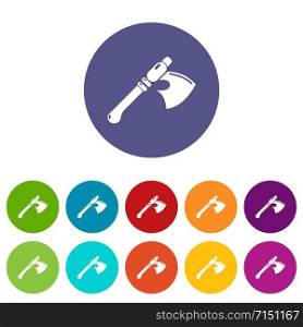Ancient ax weapon icons color set vector for any web design on white background. Ancient ax weapon icons set vector color
